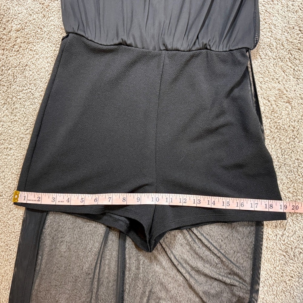Bailey Blue Black Sheer Mesh Overlay Maxi Romper Dress V-Neck Size M 4GA9T0116 - Picture 14 of 14